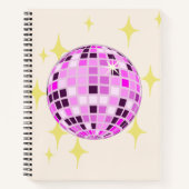 Modern Roze Paarse Retro Disco Ball Beige Notitieboek (Voorkant)