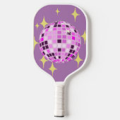 Modern Roze Paarse Retro Disco Ball Beige Pickleball Paddle (Achterkant)