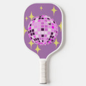 Modern Roze Paarse Retro Disco Ball Beige Pickleball Paddle (Voorkant)