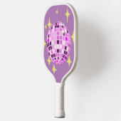 Modern Roze Paarse Retro Disco Ball Beige Pickleball Paddle (Links)