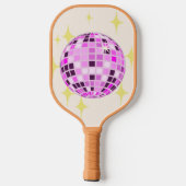 Modern Roze Paarse Retro Disco Ball Beige Pickleball Paddle (Achterkant)