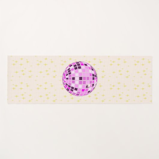Modern Roze Paarse Retro Disco Ball Beige Yogamat (Voorkant (horizontaal))