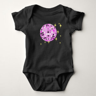 Modern Roze Paarse Retro Disco Ball Zwart Romper