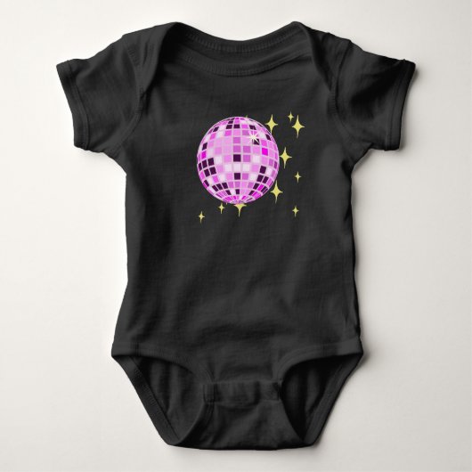 Modern Roze Paarse Retro Disco Ball Zwart Romper (Voorkant)