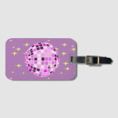 Modern roze Paarse retro discobal Bagagelabel (Voorkant (horizontaal))
