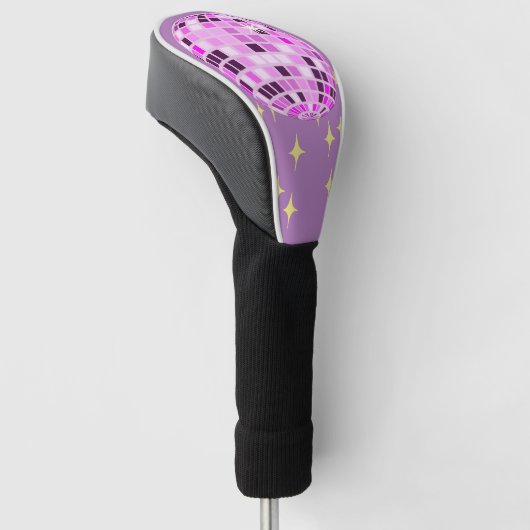 Modern roze Paarse retro discobal Golfheadcover (Schuin)