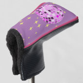 Modern roze Paarse retro discobal Golfheadcover (3/4 voorkant)