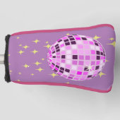 Modern roze Paarse retro discobal Golfheadcover (Voorkant)