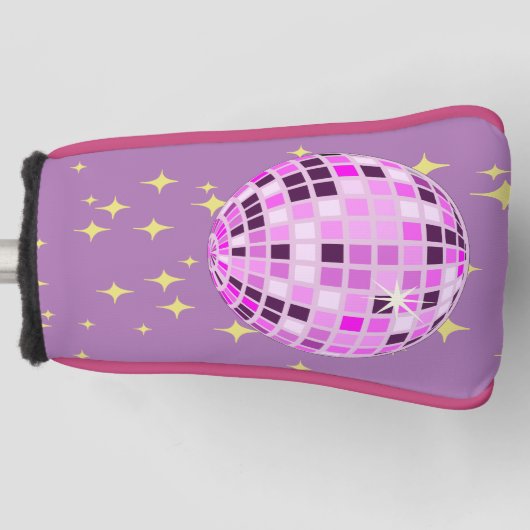 Modern roze Paarse retro discobal Golfheadcover (Voorkant)