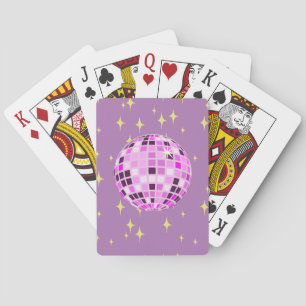 Modern roze Paarse retro discobal Pokerkaarten