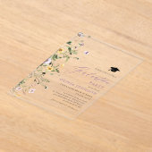 Modern Roze Paarse Wildflower Afstudeerfeest Acryl Uitnodigingen (Laagn)