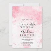 Modern roze pastel waterverf typografie bruiloft kaart (Voorkant)