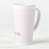 Modern roze patroon elegant stijlvol monogrammen latte mok (Rechterhoek)