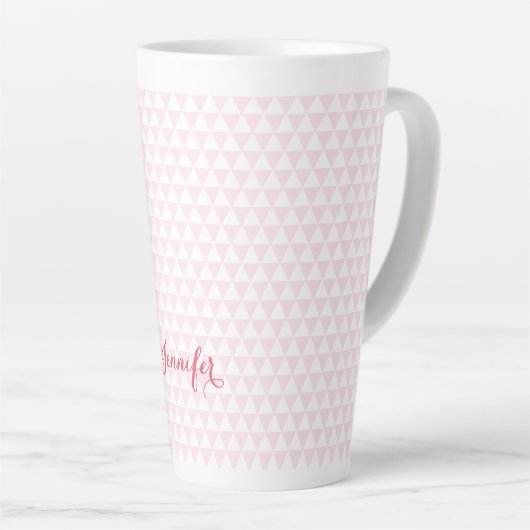 Modern roze patroon elegant stijlvol monogrammen latte mok (Rechterhoek)