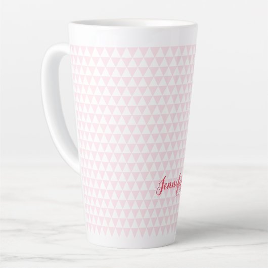 Modern roze patroon elegant stijlvol monogrammen latte mok (Linkerhoek)