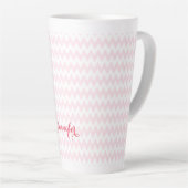 Modern roze patroon stijlvol elegant monogrammen latte mok (Rechterhoek)