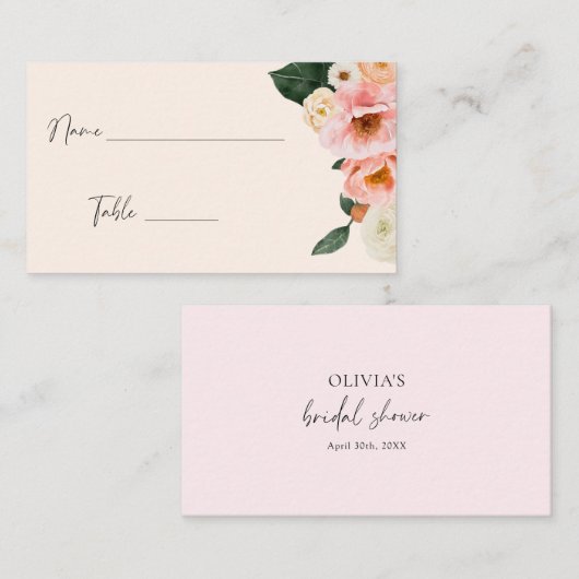 Modern roze perzik bloemig Vrijgezellenfeest Plaatskaartje (Voorkant / Achterkant)
