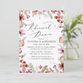 Modern Roze Perzik Roest Bruiloft repetitie diner Kaart (Staand voorkant)