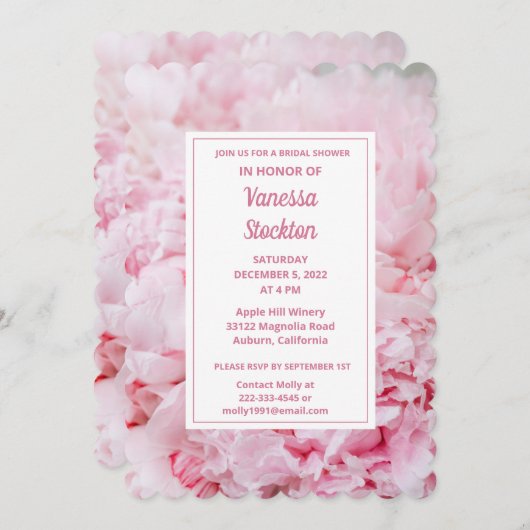 Modern roze pioen Vrijgezellenfeest Kaart (Voorkant / Achterkant)