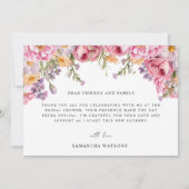 Modern roze pioenrozen bloemig Vrijgezellenfeest Bedankkaart (Achterkant)