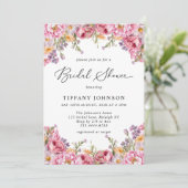 Modern roze pioenrozen bloemig Vrijgezellenfeest Kaart (Staand voorkant)