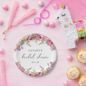 Modern roze pioenrozen bloemig Vrijgezellenfeest Papieren Bordje (Feest)