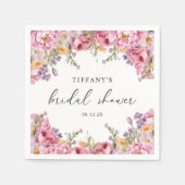 Modern roze pioenrozen bloemig Vrijgezellenfeest Servet (Voorkant)