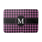Modern Roze Plaid controleert patroon Monogram Badmat (Voorkant)