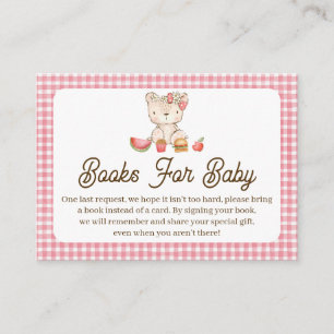 Modern Roze Plaid Teddy Bear Baby shower Insert Visitekaartje