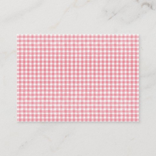 Modern Roze Plaid Teddy Bear Baby shower Insert Visitekaartje (Achterkant)