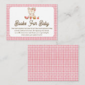 Modern Roze Plaid Teddy Bear Baby shower Insert Visitekaartje (Voorkant / Achterkant)