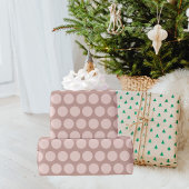 Modern roze poka dots kerstpapier cadeaupapier