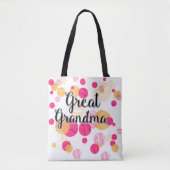 Modern roze polka-dot achter-oma ontwerp tote bag (Voorkant)