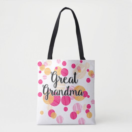 Modern roze polka-dot achter-oma ontwerp tote bag (Voorkant)