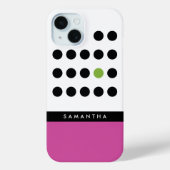 Modern roze polka dot kleur blok monogram Case-Mate iPhone case (Achterkant)