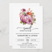 Modern Roze Pompoen Herfst Housewarming Party Kaart (Voorkant / Achterkant)