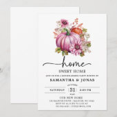 Modern Roze Pompoen Herfst Housewarming Party Kaart (Voorkant / Achterkant)