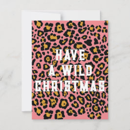Modern roze proefdier - Wilde kerst Feestdagenkaart