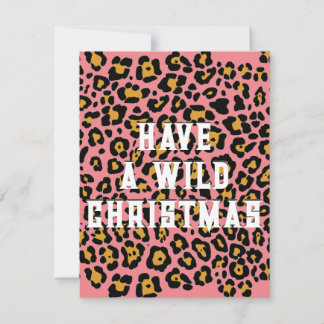 Modern roze proefdier - Wilde kerst Feestdagenkaart