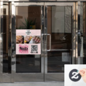 Modern Roze QR Code Logo Foto Nagelsalon Raamsticker (Kantoordeur)