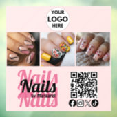 Modern Roze QR Code Logo Foto Nagelsalon Raamsticker (Vel 3)