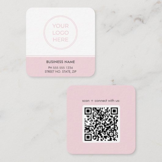 Modern Roze QR Code Logo Visitekaartje (Voorkant / Achterkant)