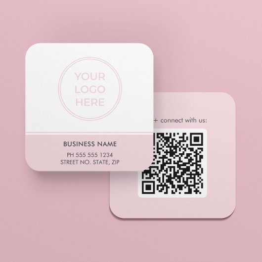 Modern Roze QR Code Logo Visitekaartje