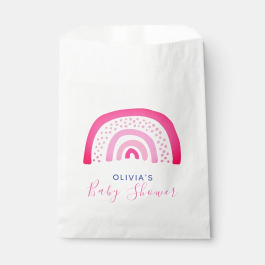 Modern roze regenboog Baby shower Bedankzakje (Voorkant)