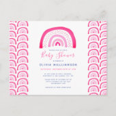 Modern roze regenboog baby shower briefkaart (Voorkant)