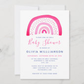 Modern roze regenboog baby shower kaart (Voorkant)