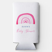 Modern roze regenboog Baby shower meisje Seltzer Blikjeskoeler (Achterkant)