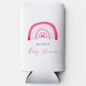 Modern roze regenboog Baby shower meisje Seltzer Blikjeskoeler (Voorkant)