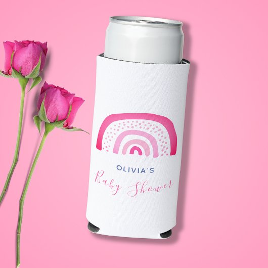 Modern roze regenboog Baby shower meisje Seltzer Blikjeskoeler