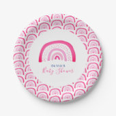 Modern roze regenboog baby shower papieren bordje (Voorkant)